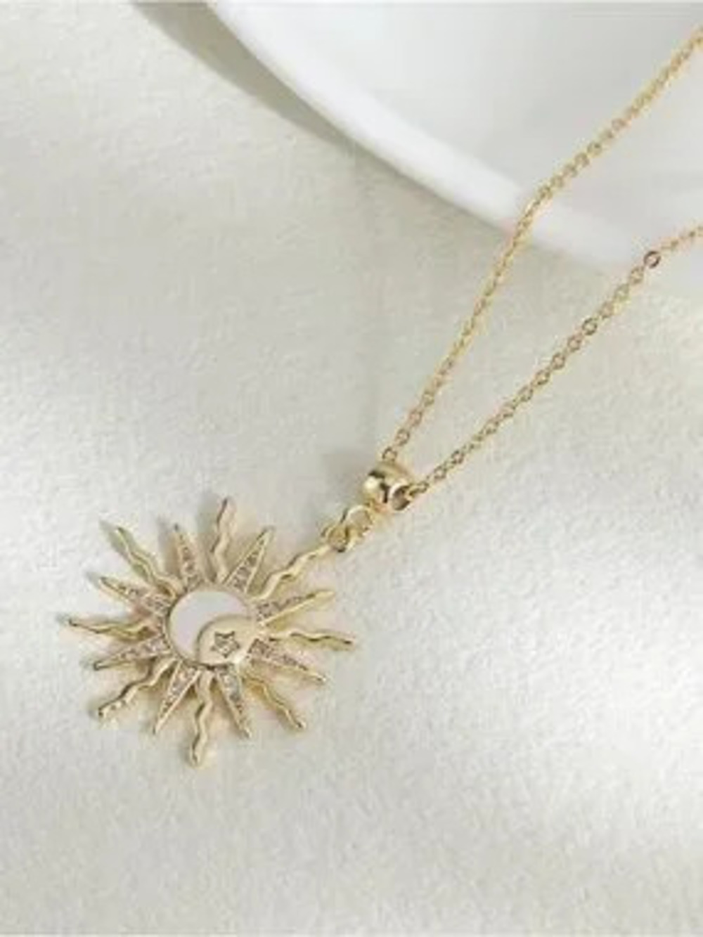 Anthropologie Gold Sun & Crescent Moon Pendant Necklace